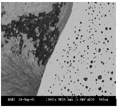 zone appauvrie en nodules dans une coulée ductile avec des trous d'hydrogène